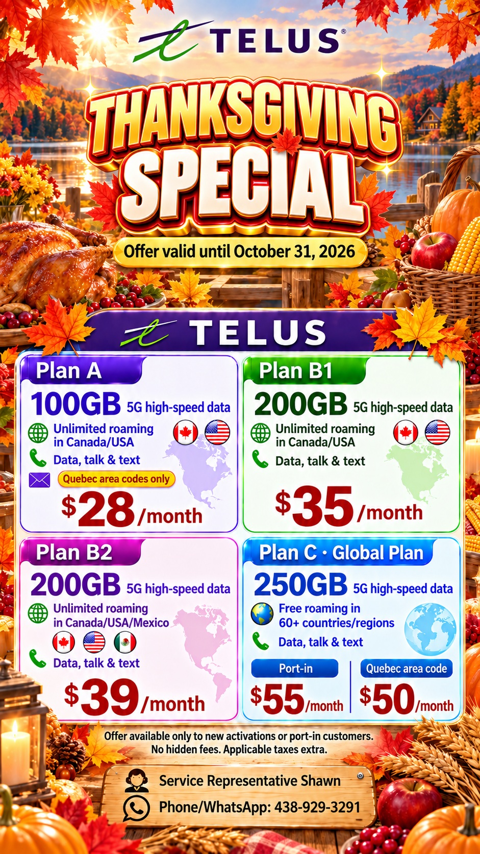 MapleRing Thanksgiving special mobile plan promotion for 2026